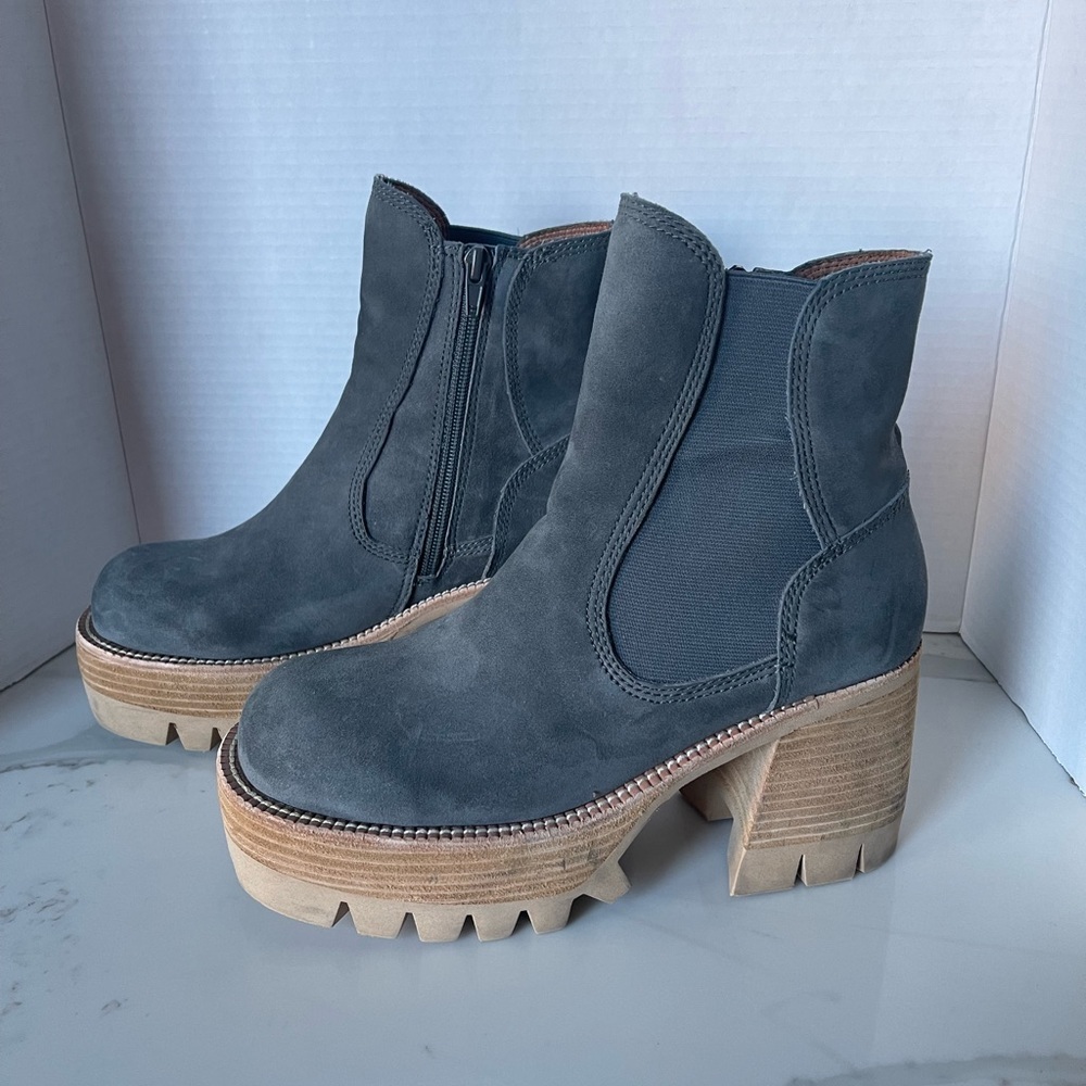 Free People Peston Chelsea Boot Suede Platform Zip Block Heel Gray Size 8 NEW - Picture 5 of 15